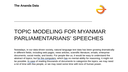 Topic Modelling for Myanmar Parliamentarian Speeches