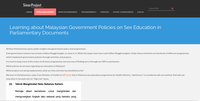 Learning about Malaysian Government Policies on Sex Education in Parliamentary Documents